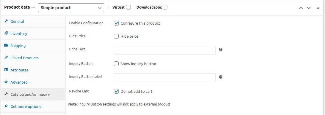 alt Product Settings