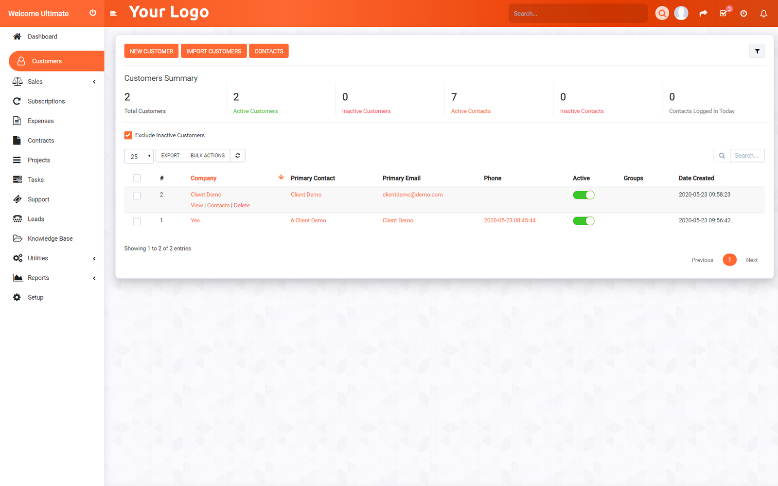 Ultimate Orange Theme for Perfex CRM