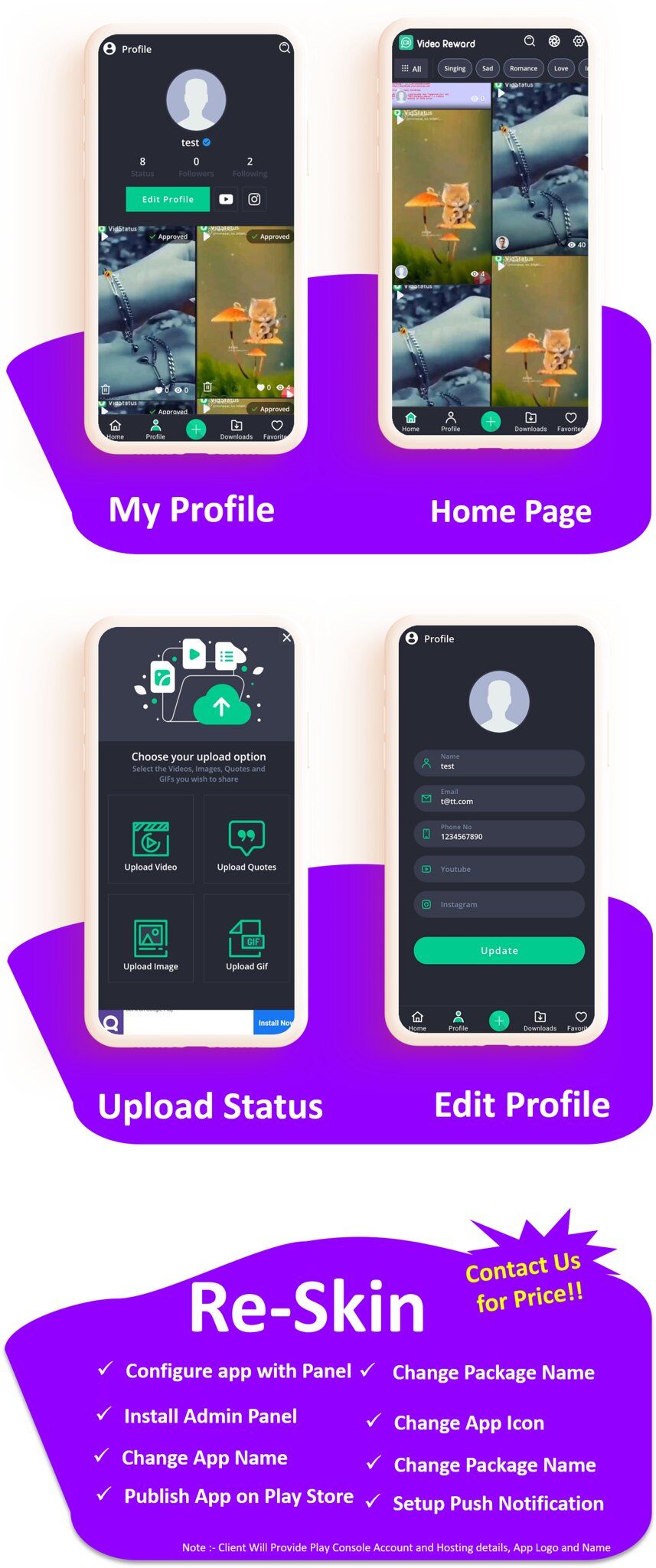 Will Video Status App | Status App with Reward | Facebook & Admob & StartApp Ads | With Admin Panel - 7