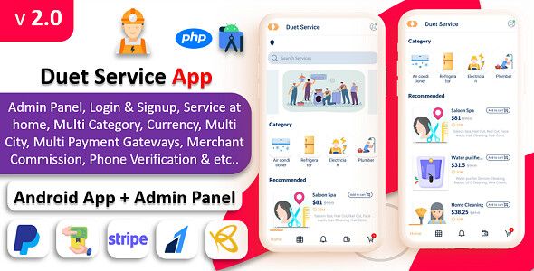 Duet Service App | On Demand Service | Service At Home | Service | Payment Gateways with Admin Panel - 12
