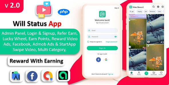 Will Video Status App | Status App with Reward | Facebook & Admob & StartApp Ads | With Admin Panel - 14