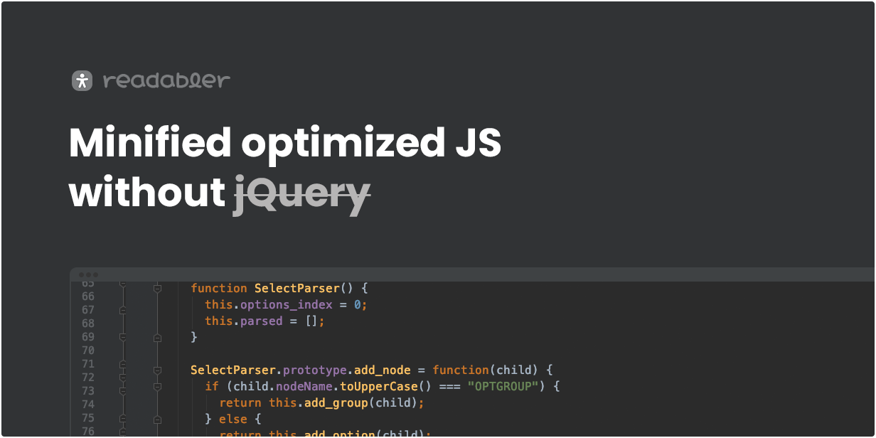 Minified optimised JS without jQuery