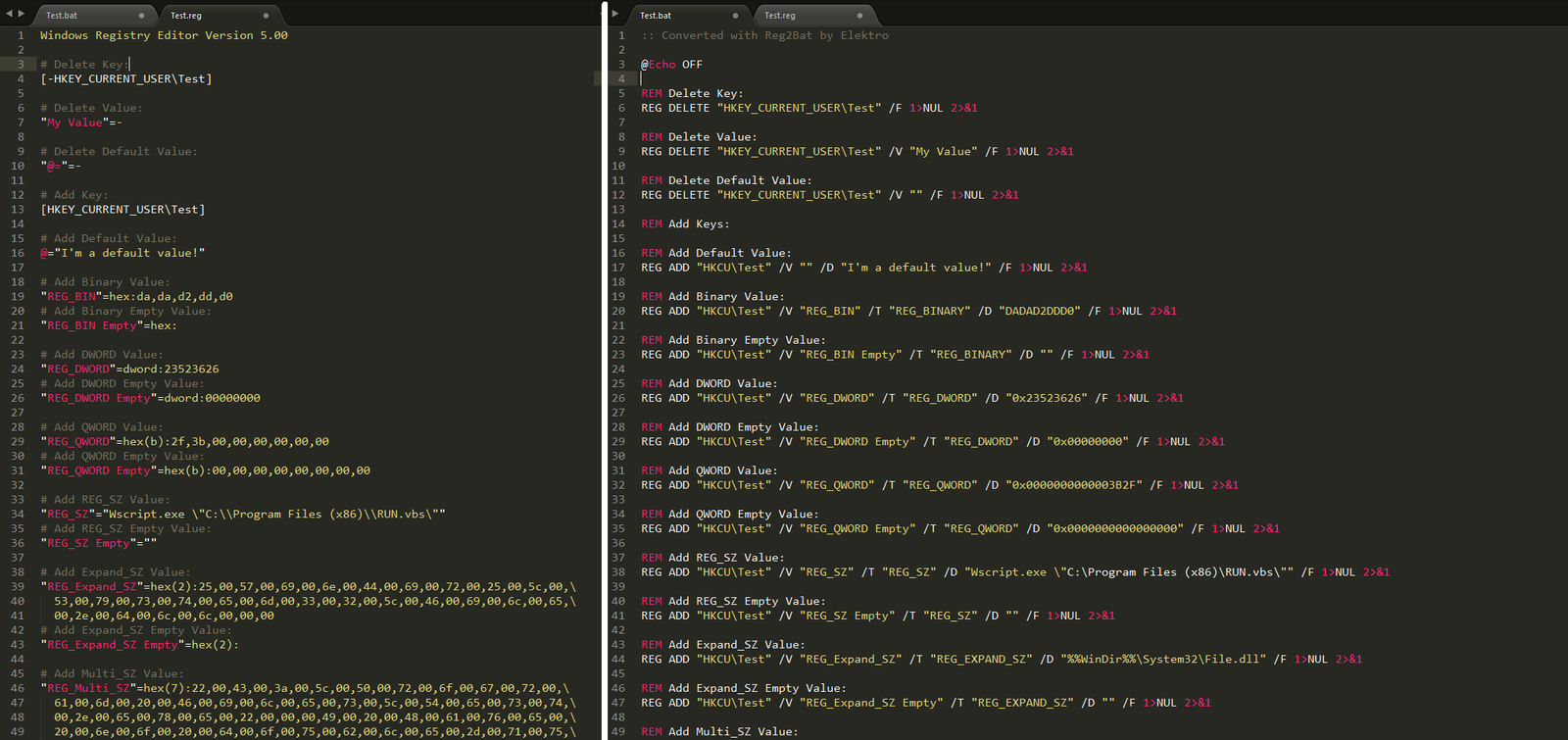 Reg2Bat - Convert registry files (.reg) to Batch (.bat) - 5