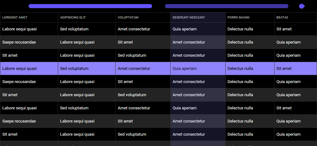 Table Fluid - mobile slider for table with lot of styles - pure css / less / sass - 10