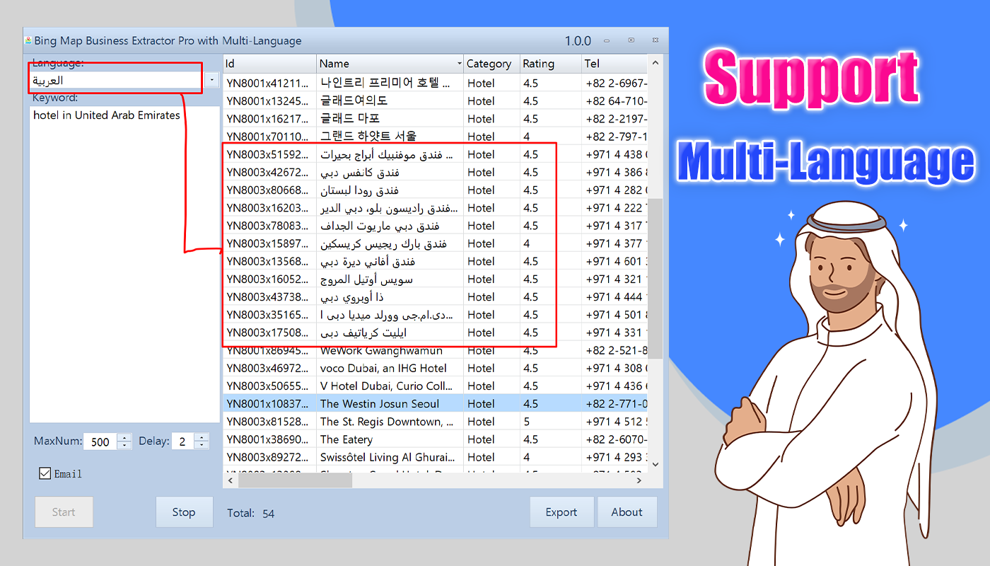 Bing Map Business Extractor Pro-Support Multi-Language