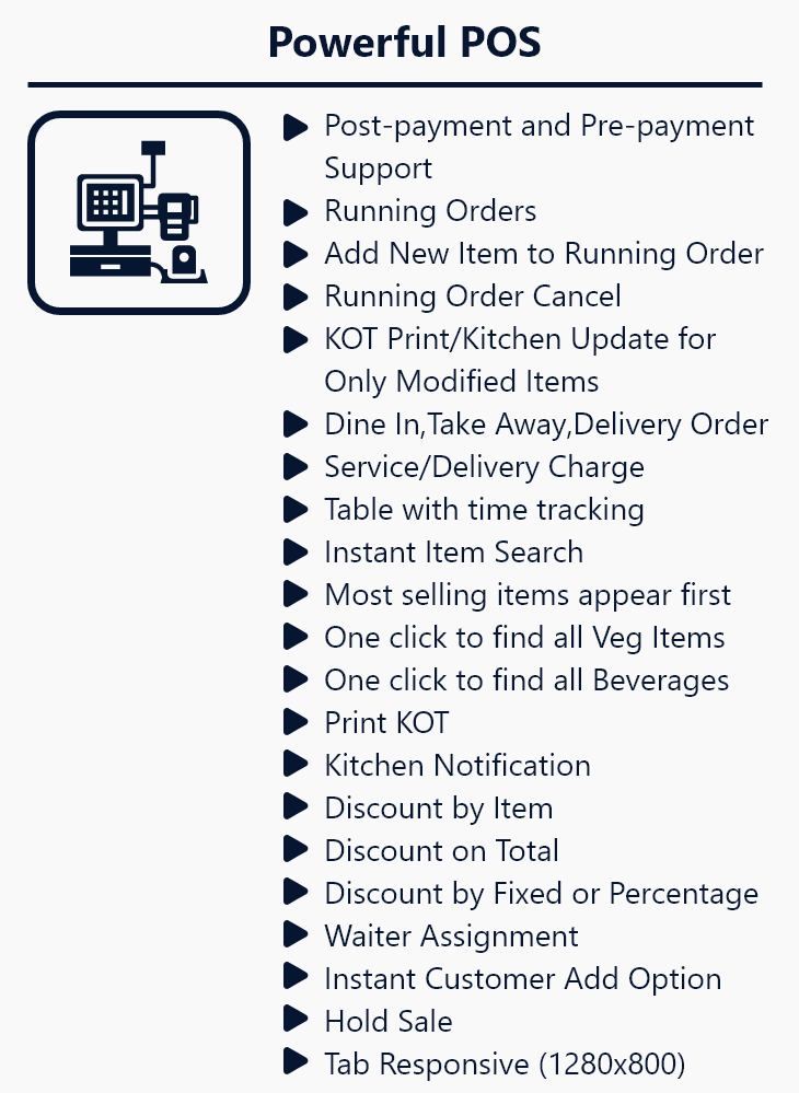 iRestora PLUS Multi Outlet - Next Gen Restaurant POS - 24