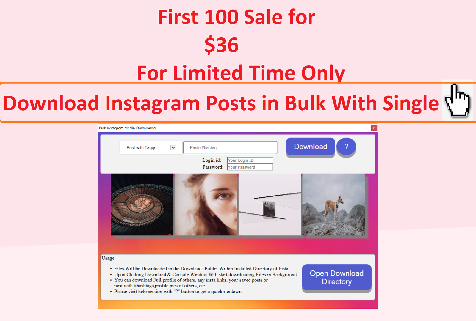 bulk instagram media downlaoder