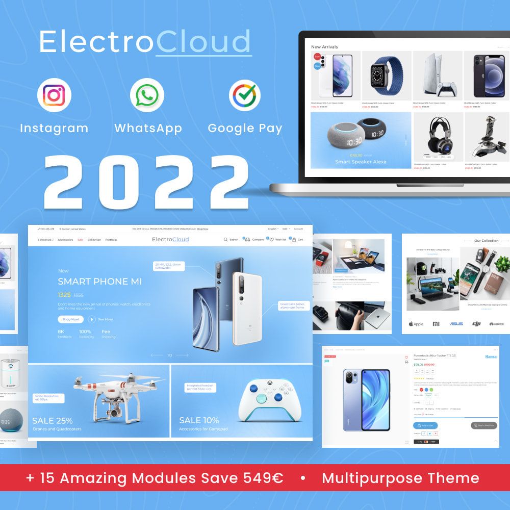 Prestashop Template ElectroCloud - Electronic, Gadgets & Phones, Bikes