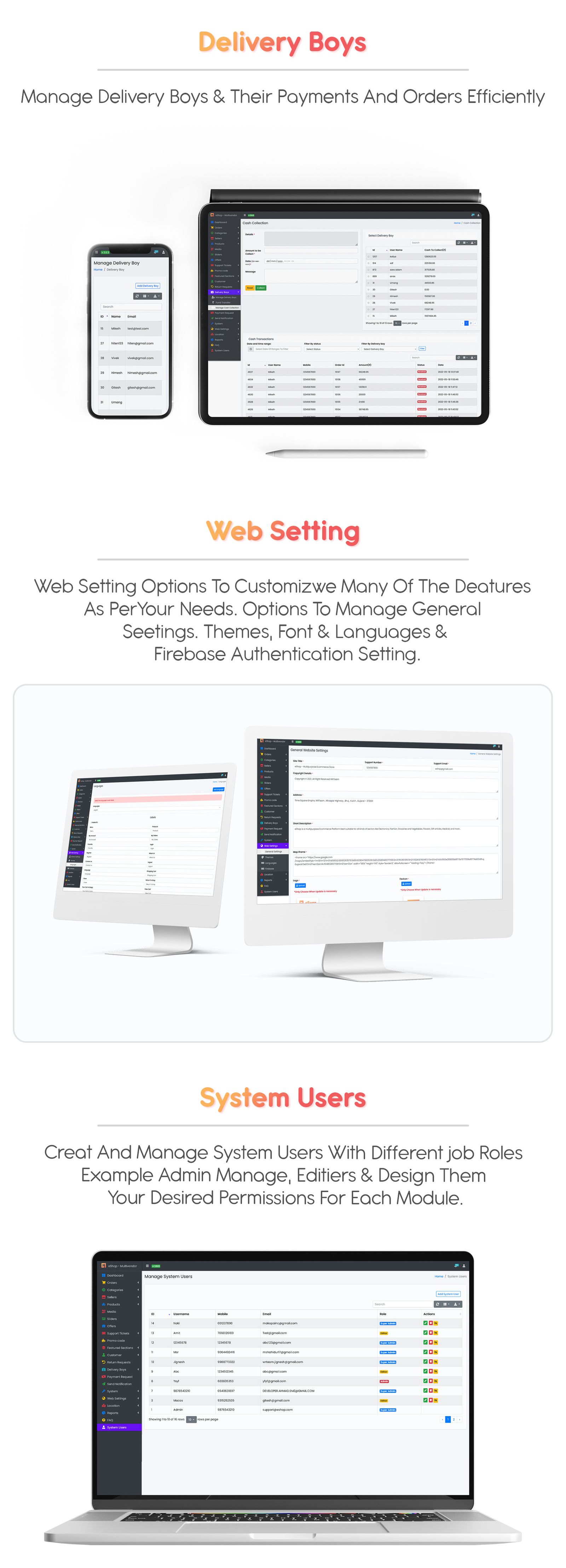 delivery boys, dynamic web settings
