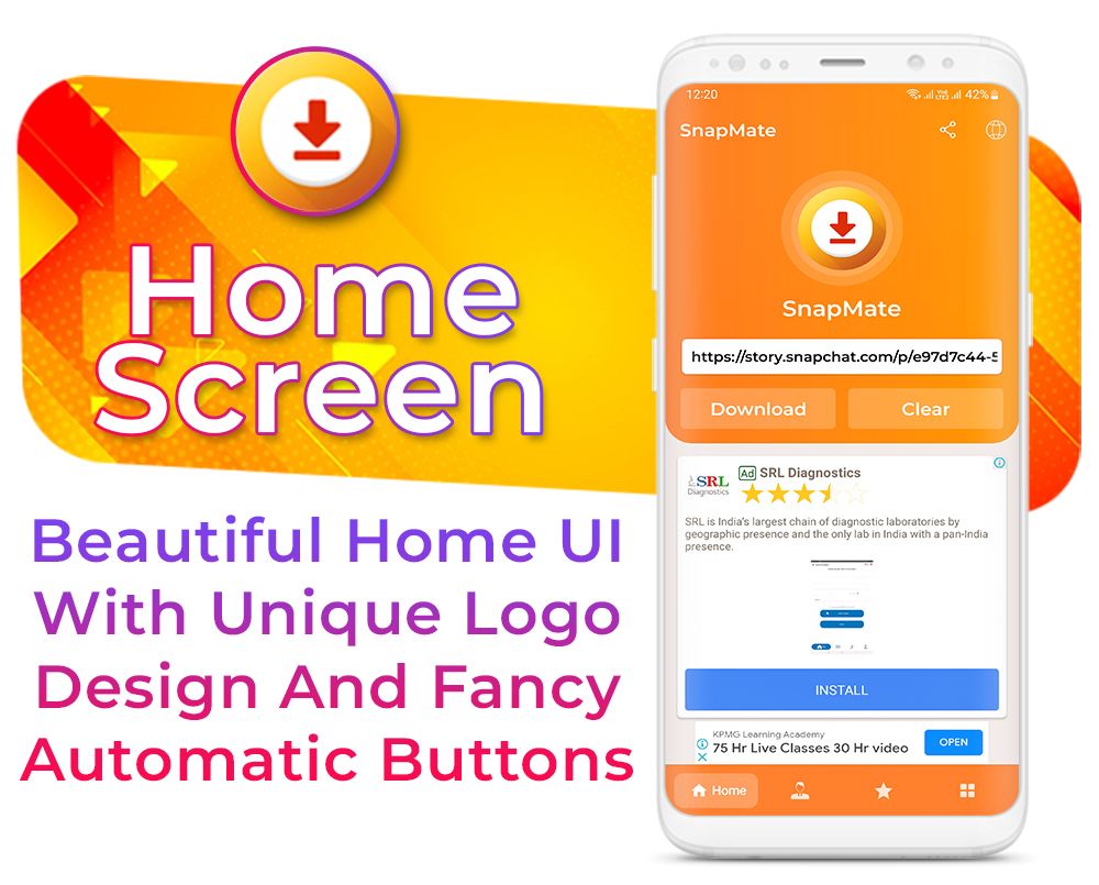 Snapchat Video Downloader Without Watermark in Full HD - SnapMate Developed By Krishna Apps