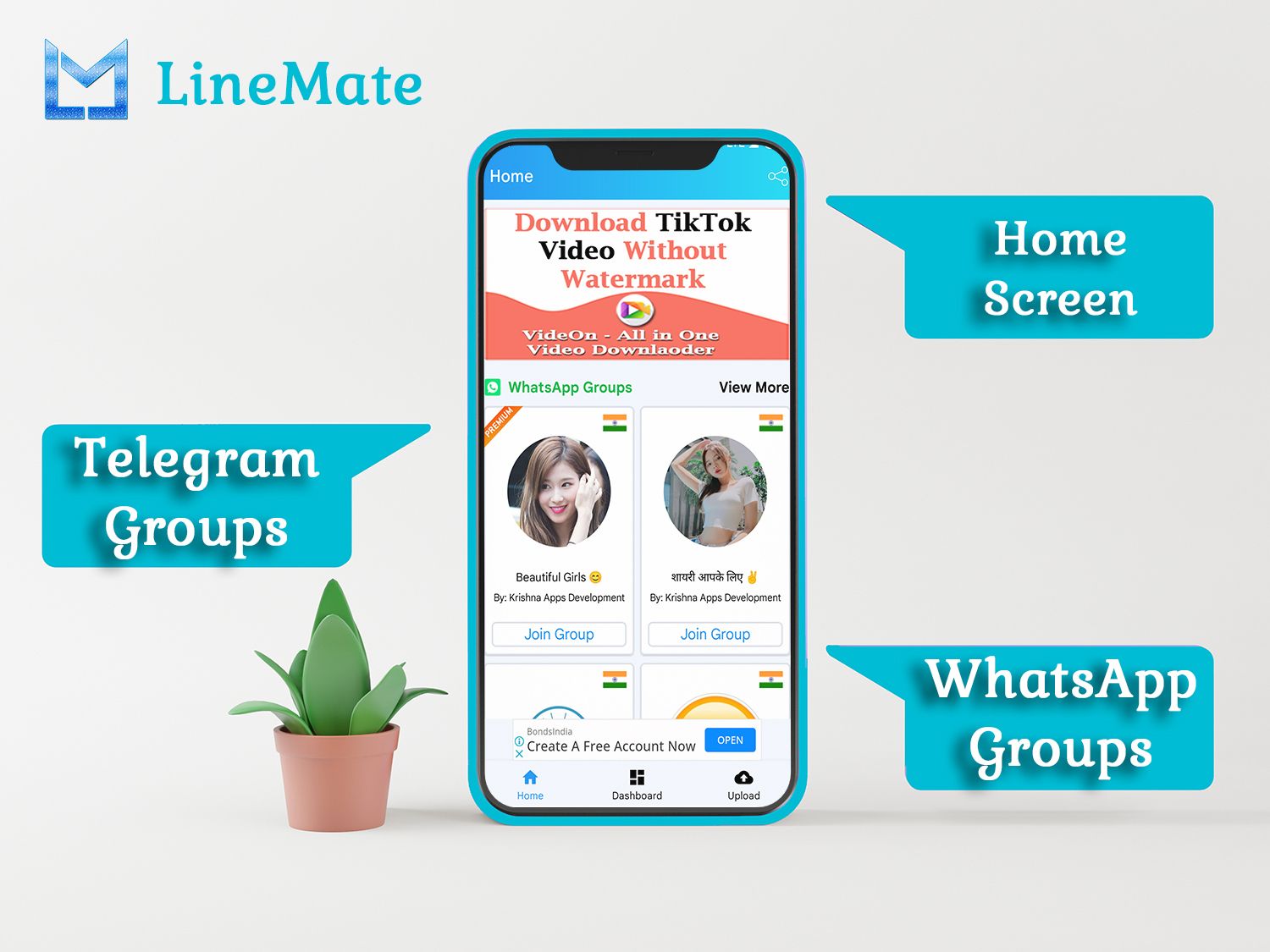 LineMate- Unlimited WhatsApp & Telegram Groups Link - 12
