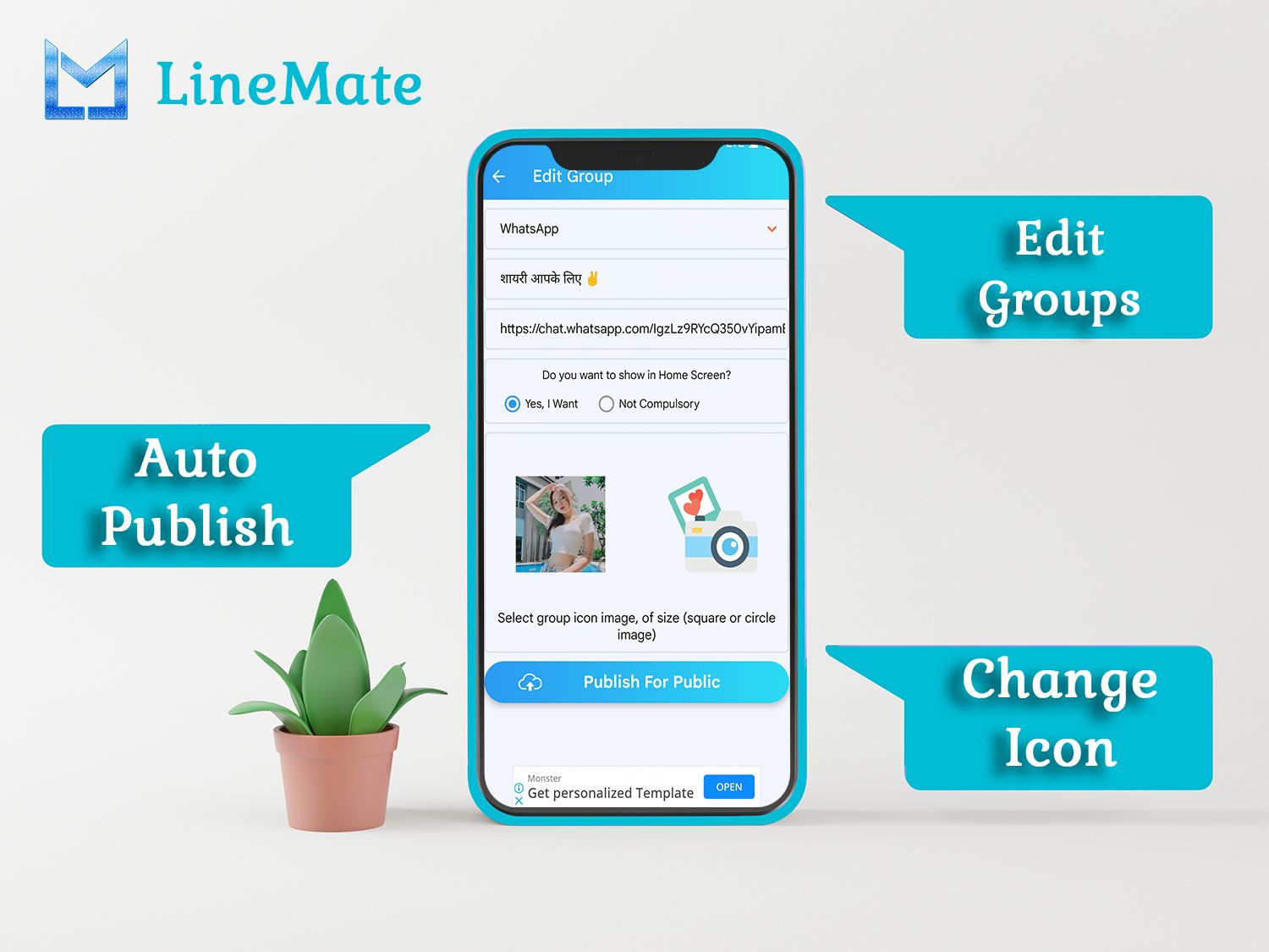 LineMate Unlimited WhatsApp & Telegram Groups Link code.market