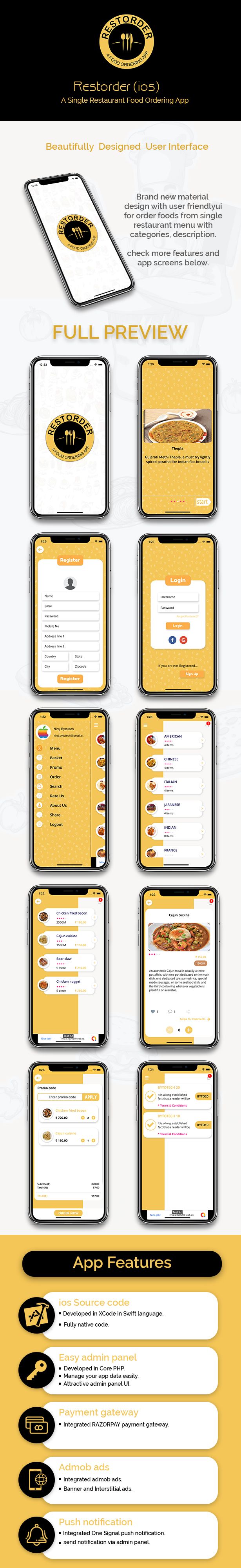 Restorder (iOS) - A single restaurant food ordering app. - 1