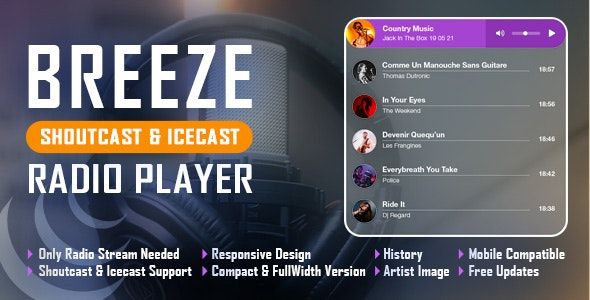 radio player with playlist shoutcast and icecast