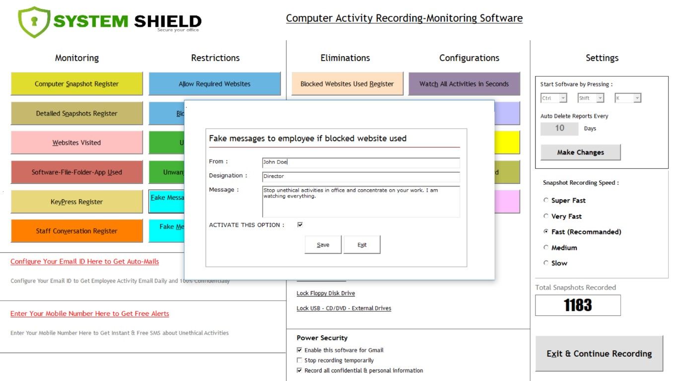 System Shield Employee Computer Recording Software