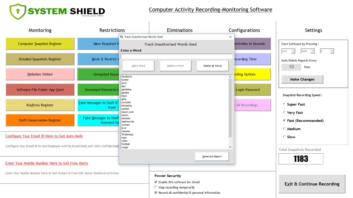 System Shield Employee Computer Recording Software