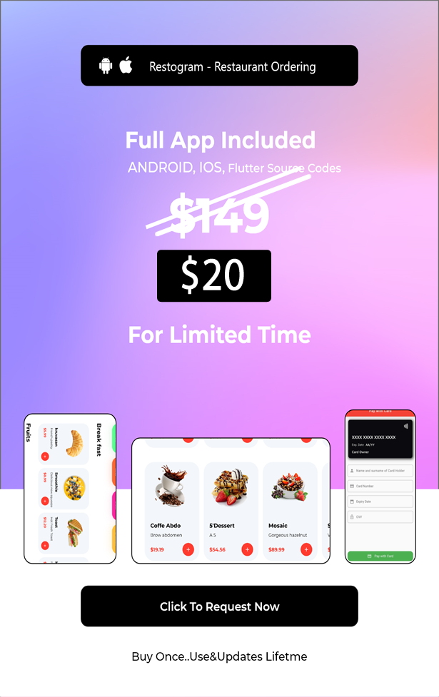 Restogram Restaurant, Food, Coffe, Store  Mobile App with Admin Management