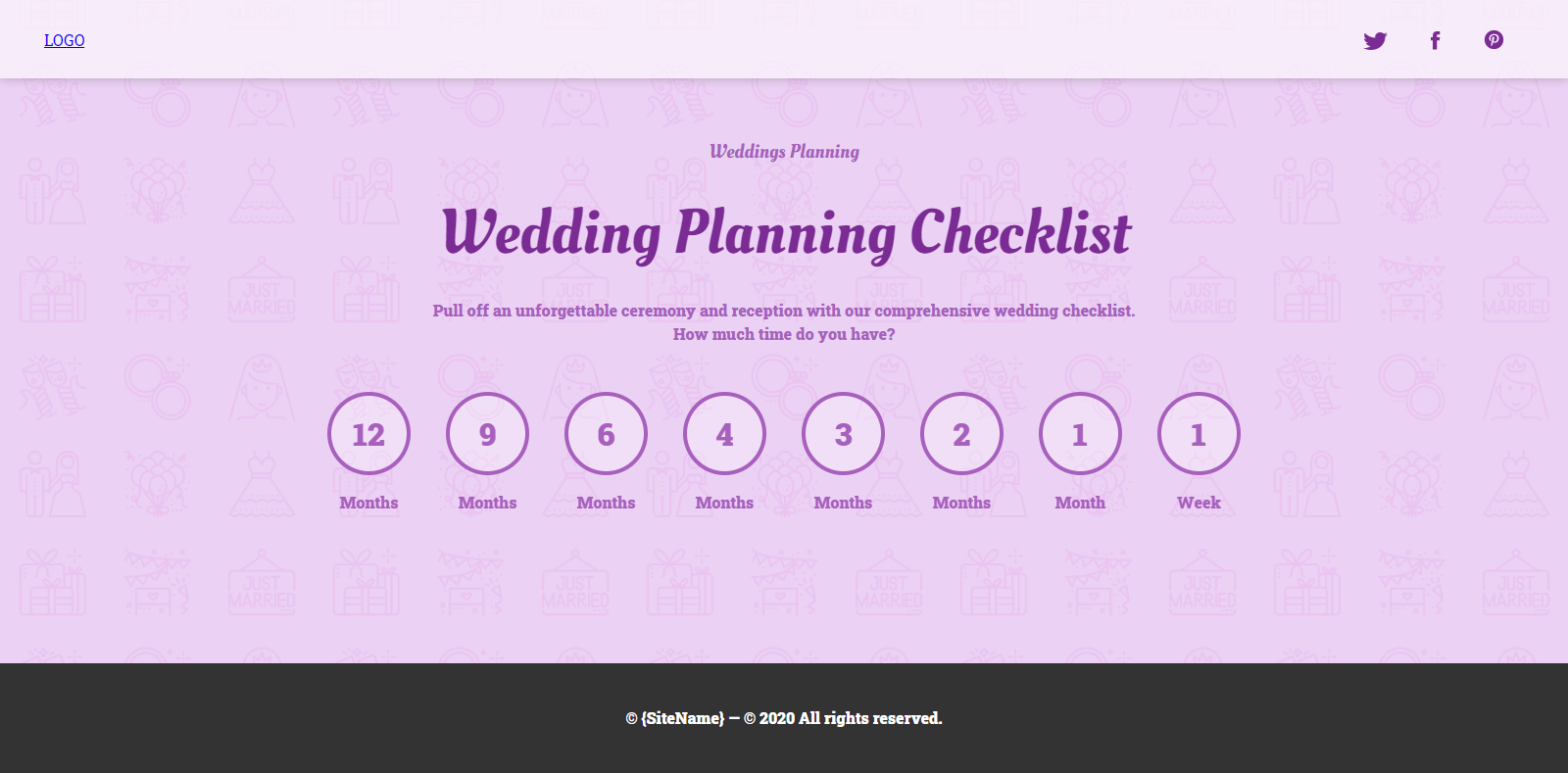 Wedding Checklist — JavaScript Template (plugin) for Wedding websites ...