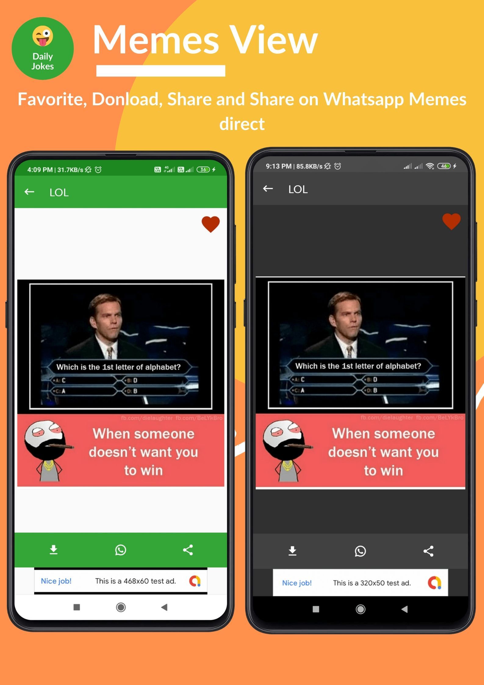 Daily Jokes & Memes Android App (Comedy, Funny, Joke, Memes) + Admob & Fb Ads - 5