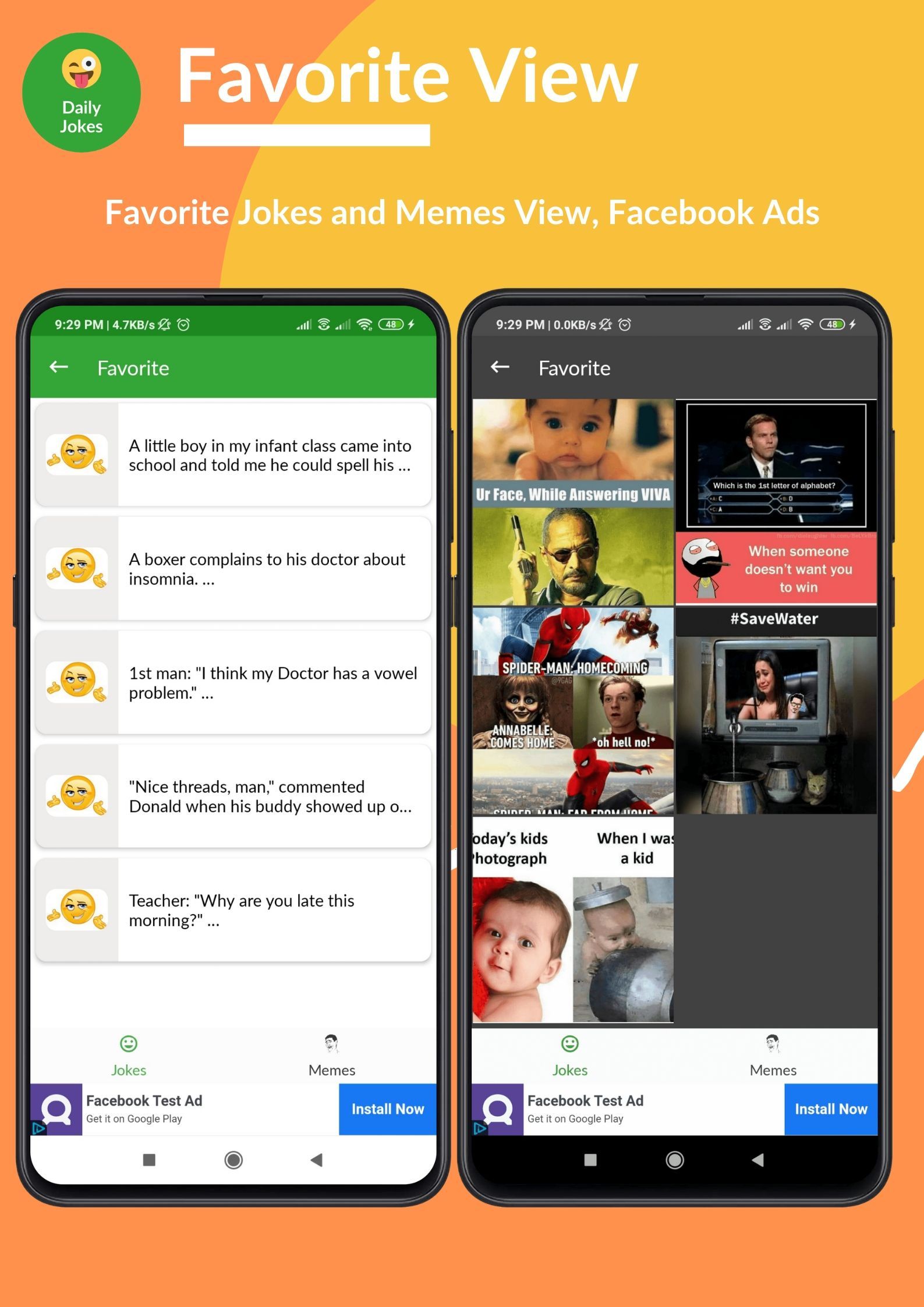 Daily Jokes & Memes Android App (Comedy, Funny, Joke, Memes) + Admob & Fb Ads - 9