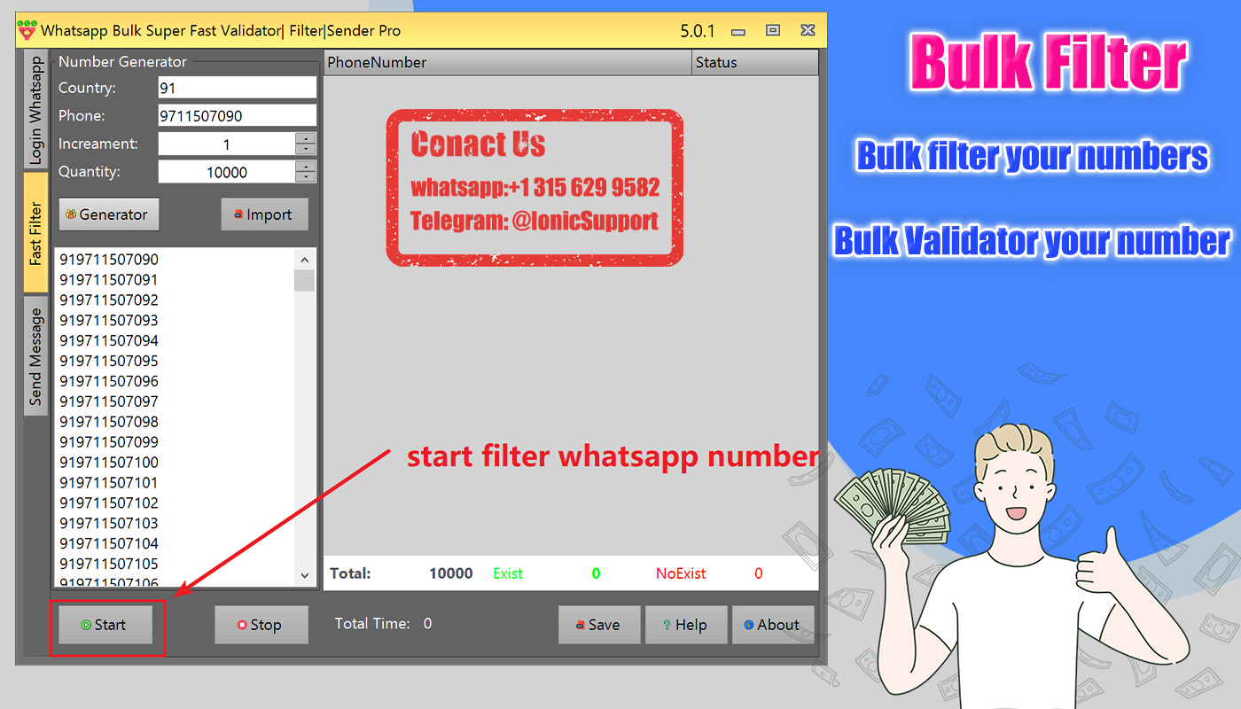 WhatsApp Phone Numbers Super Filter & Validator & Sender Pro 5.2.3