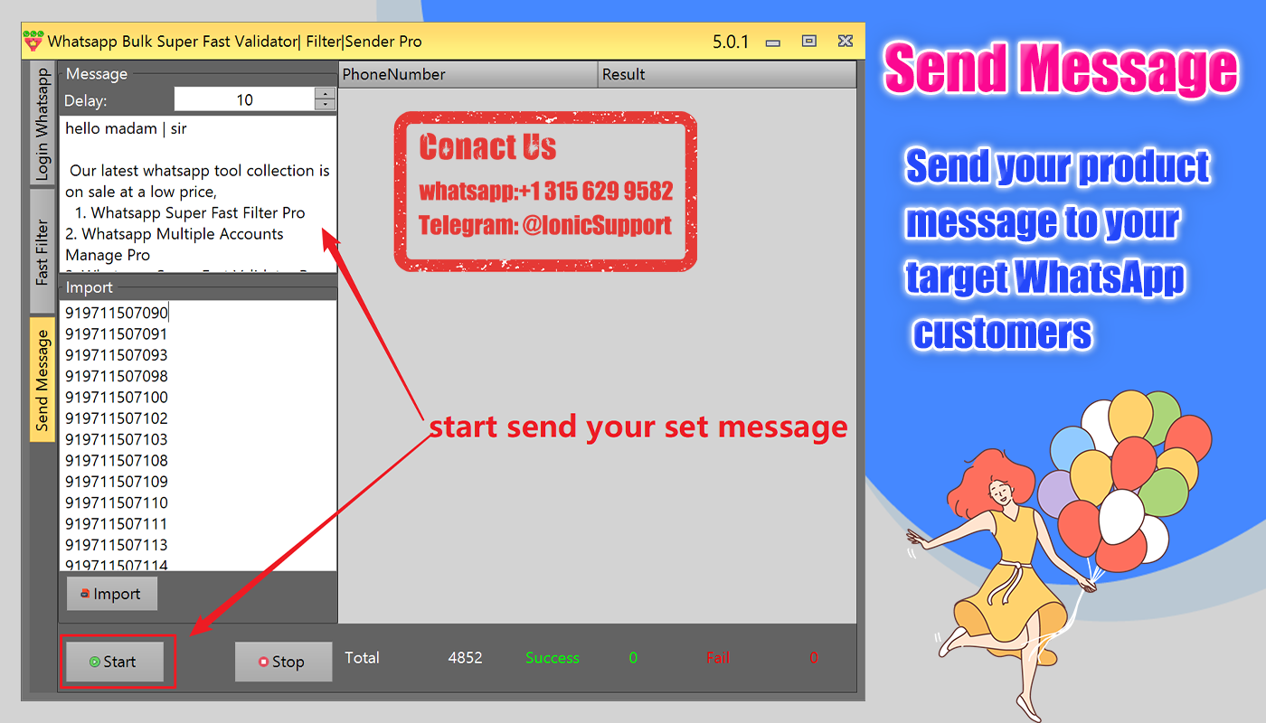 WhatsApp Phone Numbers Super Filter & Validator & Sender Pro 5.2.3