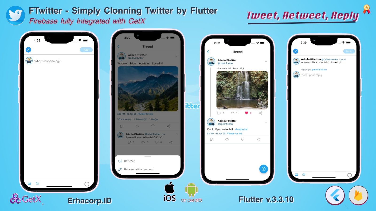 FTwitter - Clone Simply Twitter Flutter App with Multi Payments | Firestore | GetX - 14