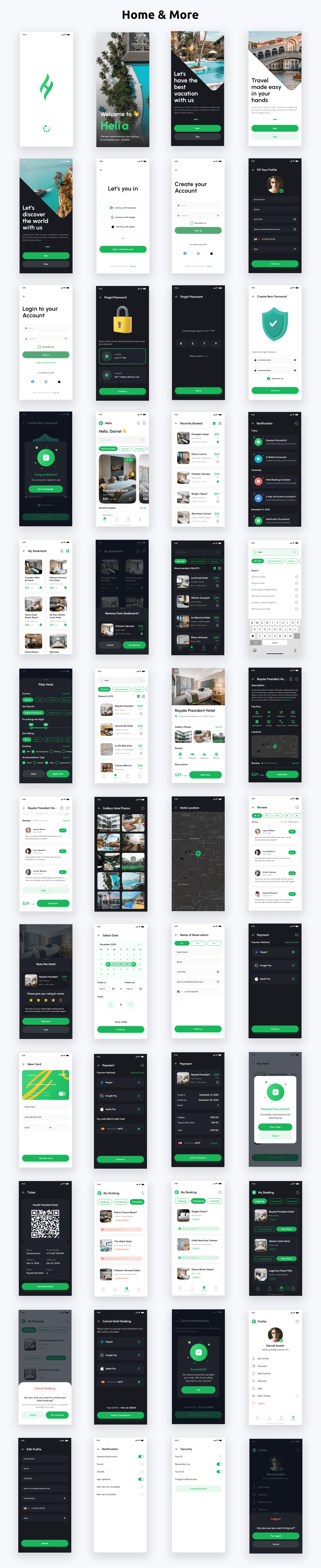 Helia Hotel Booking ANDROID + IOS + FIGMA + 3D Icons | UI Kit | Flutter - 3