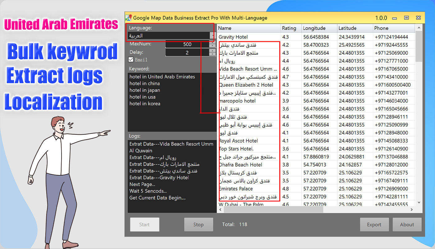 Google Map Business Extractor Pro with Multi-Language-United Arab Emirates