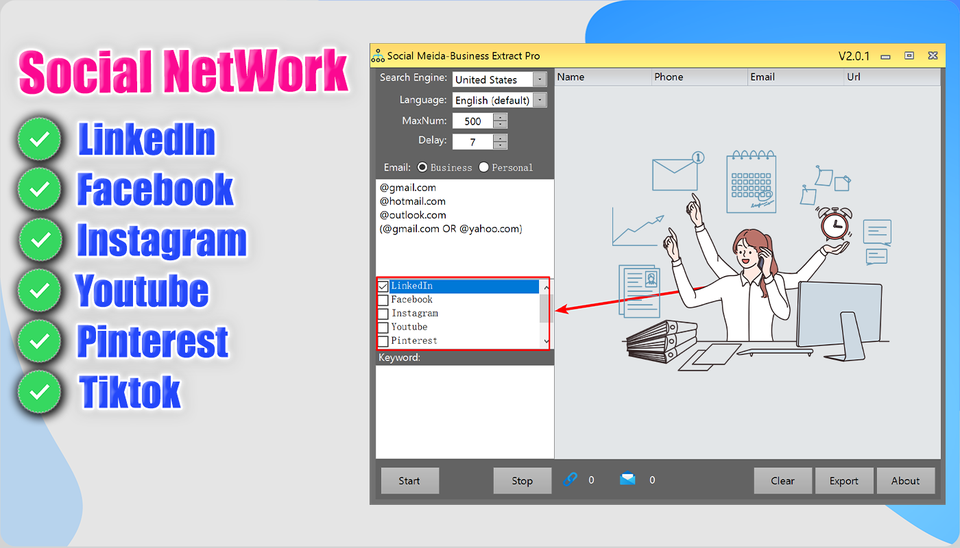 Social Media Data Business Extrator Pro-Support All Social Netwrok