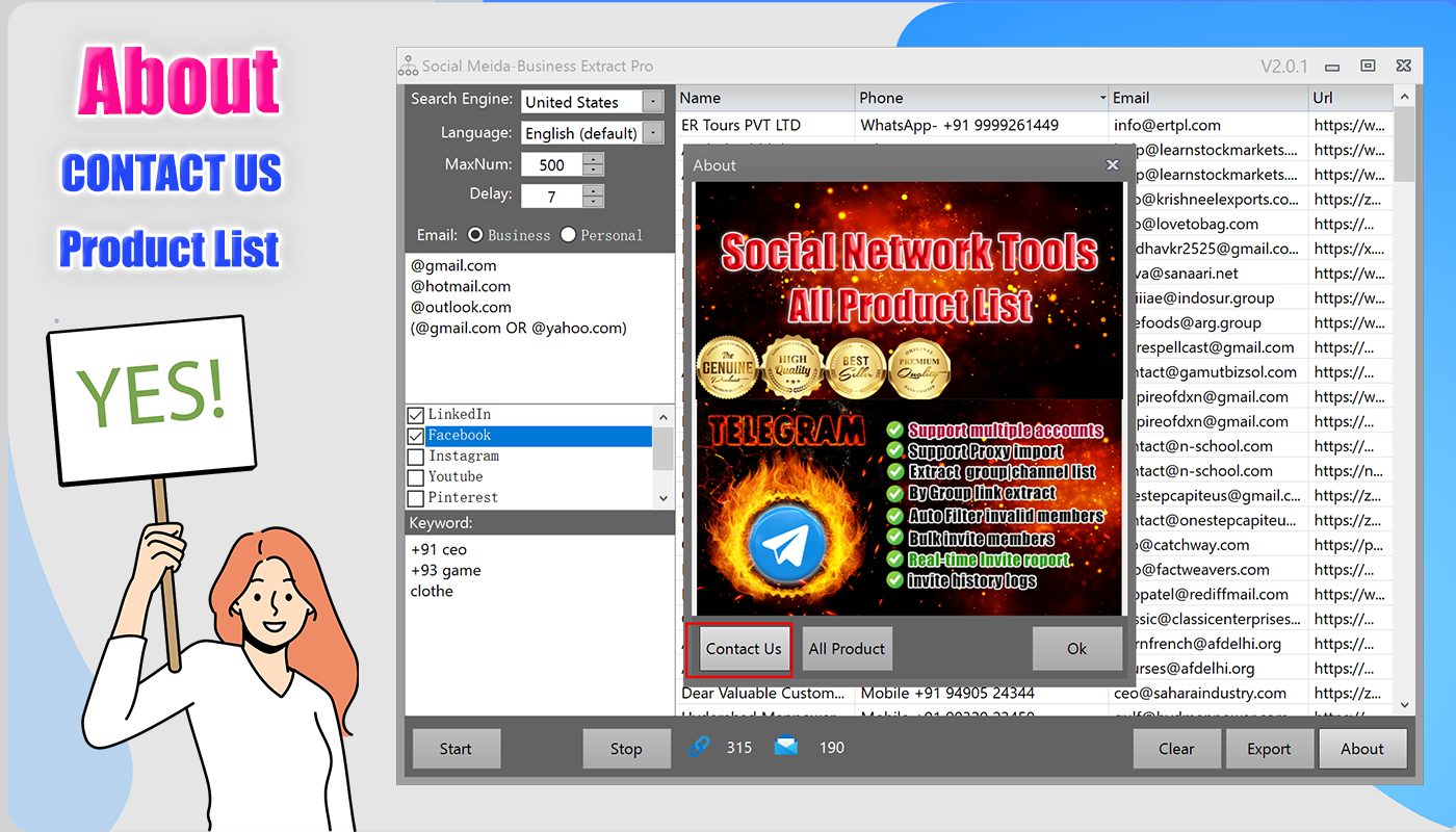Social Media Data Business Extrator Pro-Contact Us