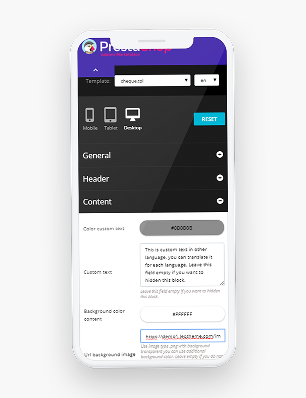 easily change image header & background image