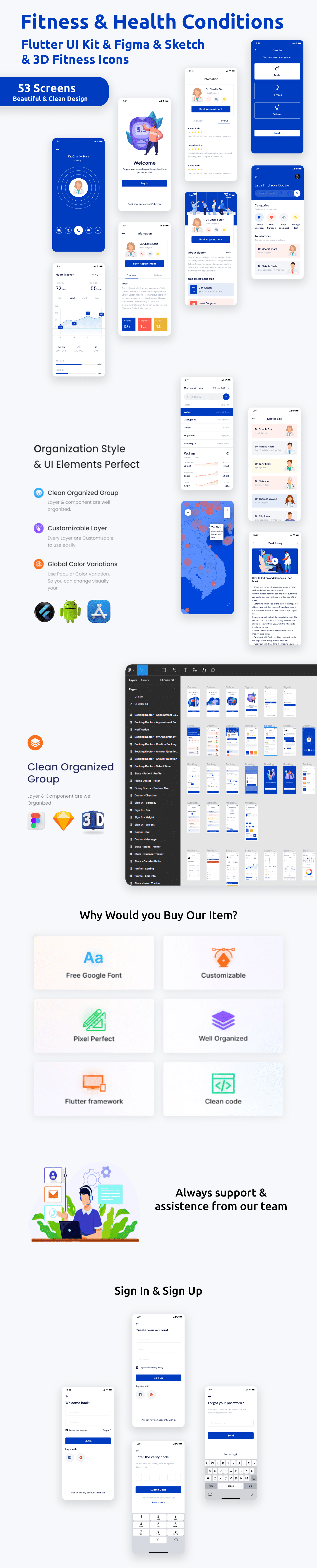 Health & Fitness App ANDROID + IOS + FIGMA + Sketch + 3D Icons | UI Kit | Flutter - 2
