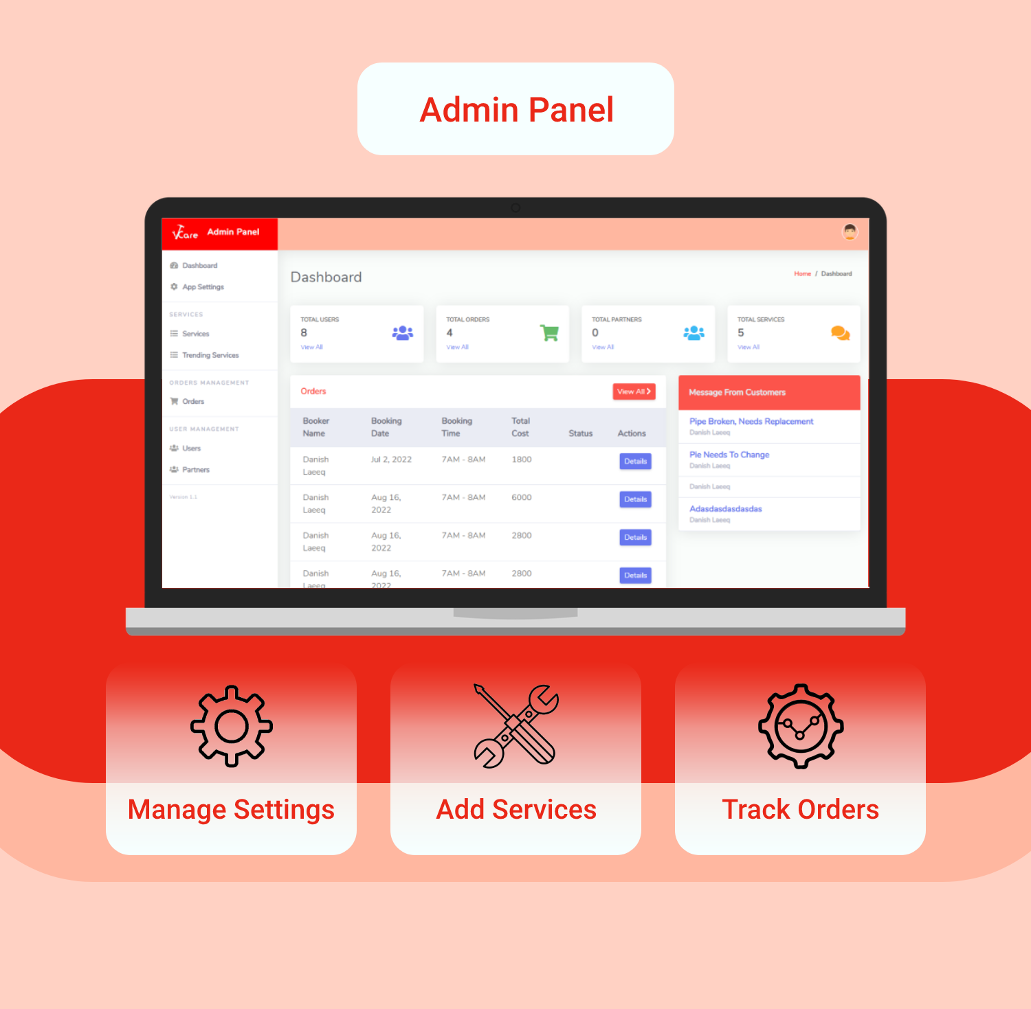 VCare On-Demand Home Services Complete Solution | Customer | Provider | Admin Panel - 3