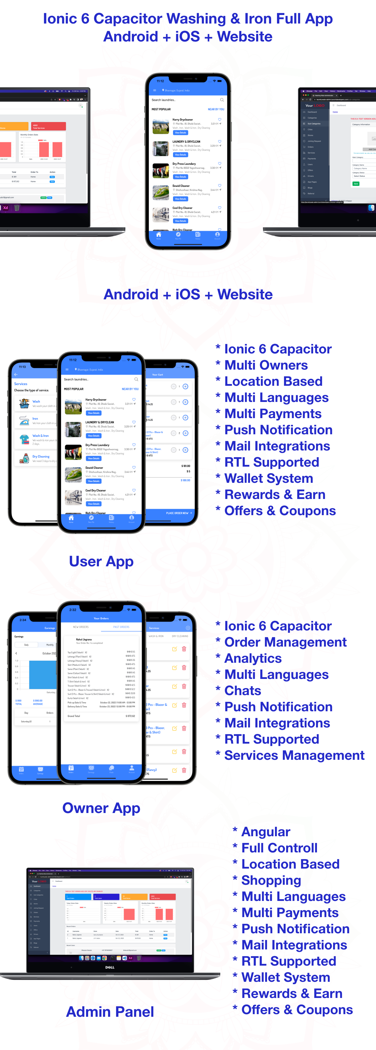 clothes washing and laundry multi-vendor full app solution android + ios (Laundry Wala) Ionic 6 - 2
