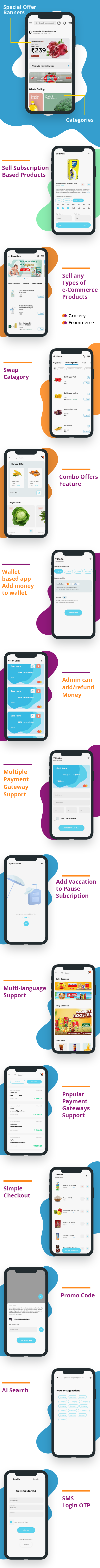 Milk Subscription Flutter App UI Kit- Grocery, Water, Vegetables - 5