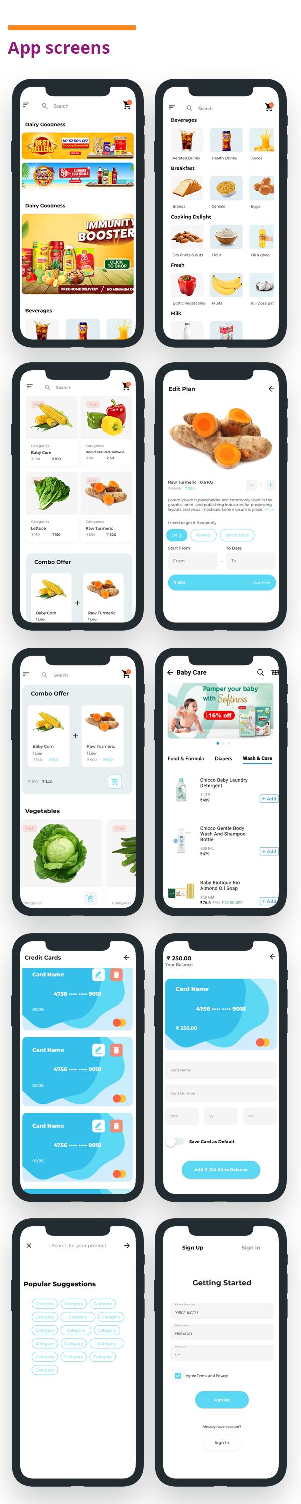 Milk Subscription Flutter App UI Kit- Grocery, Water, Vegetables - 7