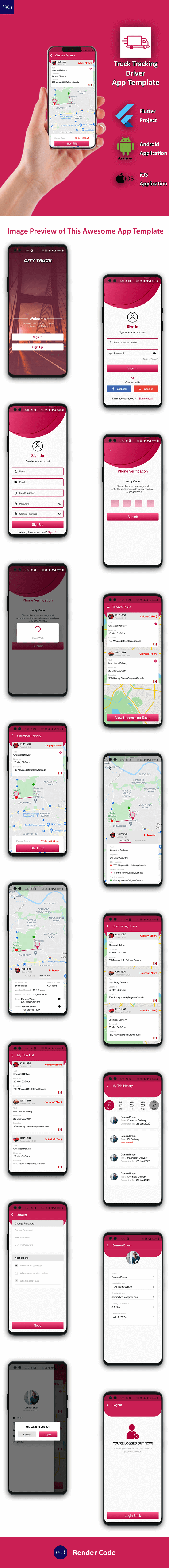 Truck Tracking Android + iOS App Template | 2 Apps | Truck App | Flutter 3 | CityTruck - 16