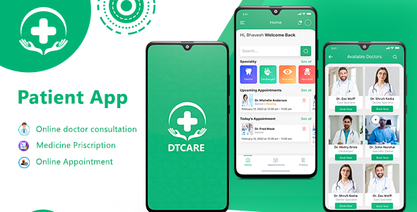 DTCare - Doctor | Patient Appointment Booking Flutter Full Application | Admin Panel | Patient App Flutter  Mobile Full Applications