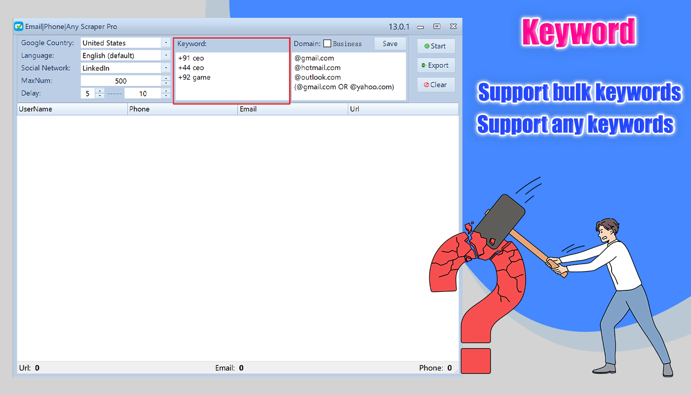 Emails|Phones|Any Bulk Scrape & Extractor Pro 13.1.2