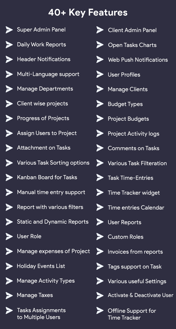 InfyProjects Feature List