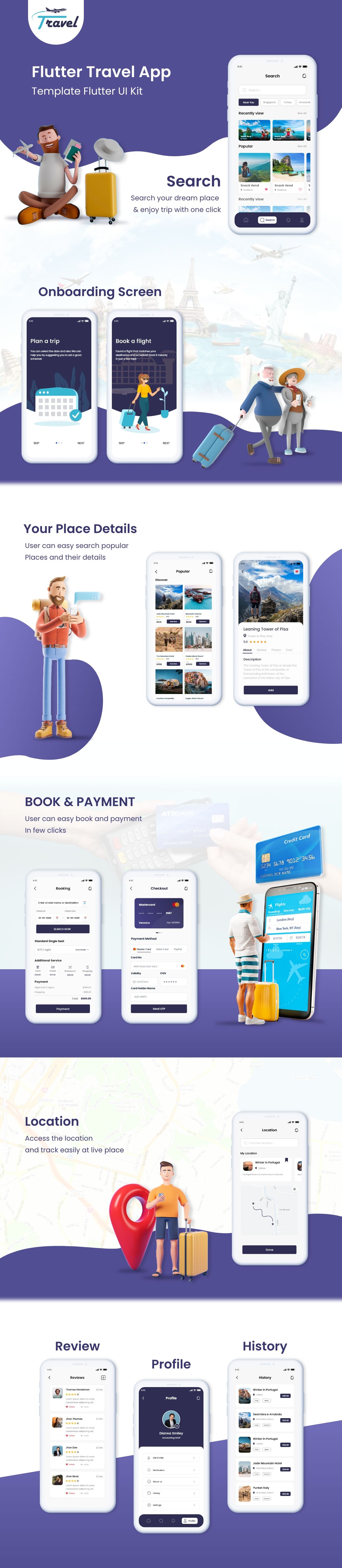 Flutter app ui -Travel app, Book your trip, Explore ride, Search, Payment or etc. - 1