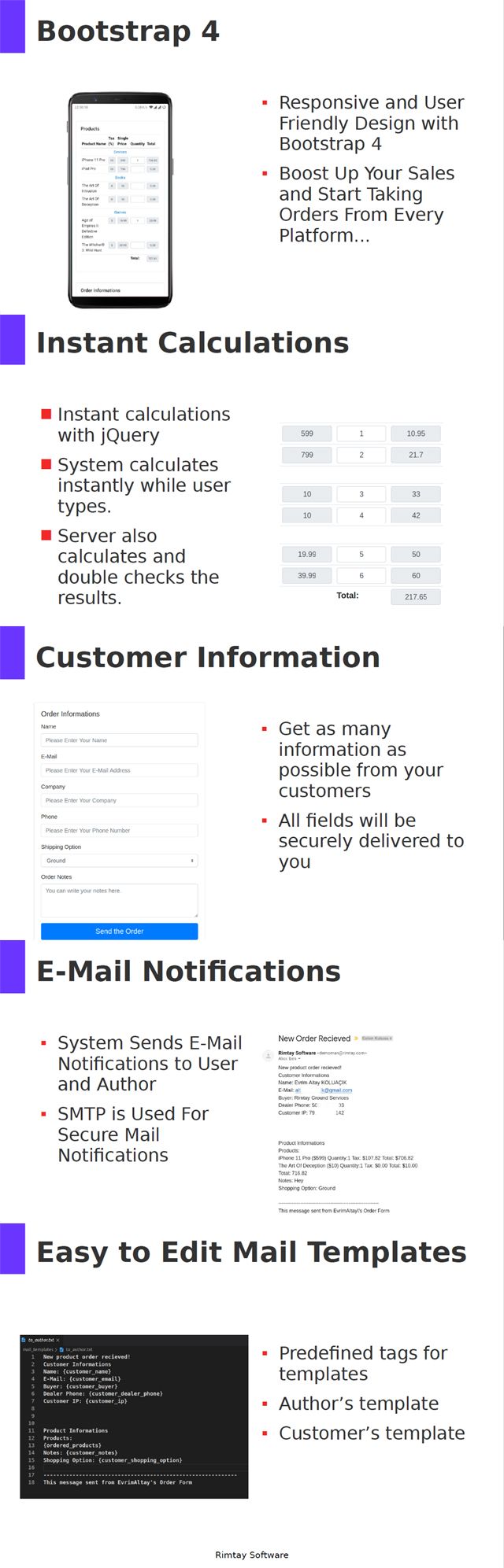 Multi Product Order Form
