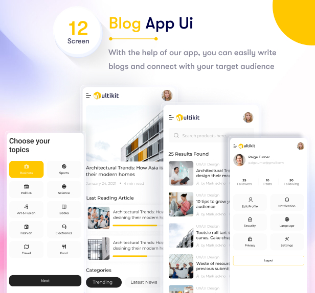 Multikit – Flutter Multipurpose UI Kit | Flutter 3.0 UI kit | Ready to Use | Developer Friendly