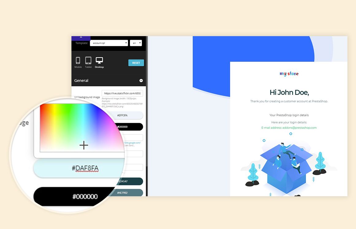 Customize Email template