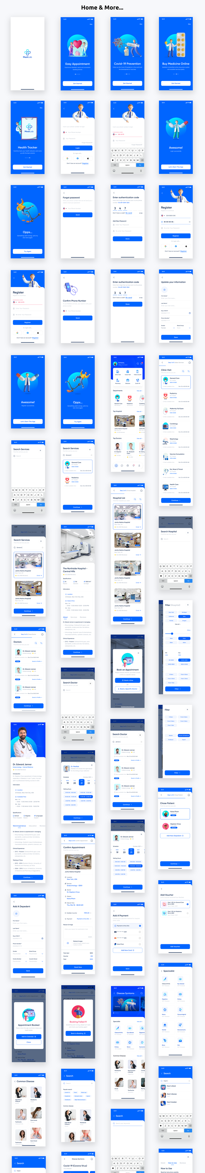 MediLab Doctor & Pharmacy ANDROID + IOS + FIGMA + Sketch + Sonar Qube Test Report | UI Kit | Flutter - 3