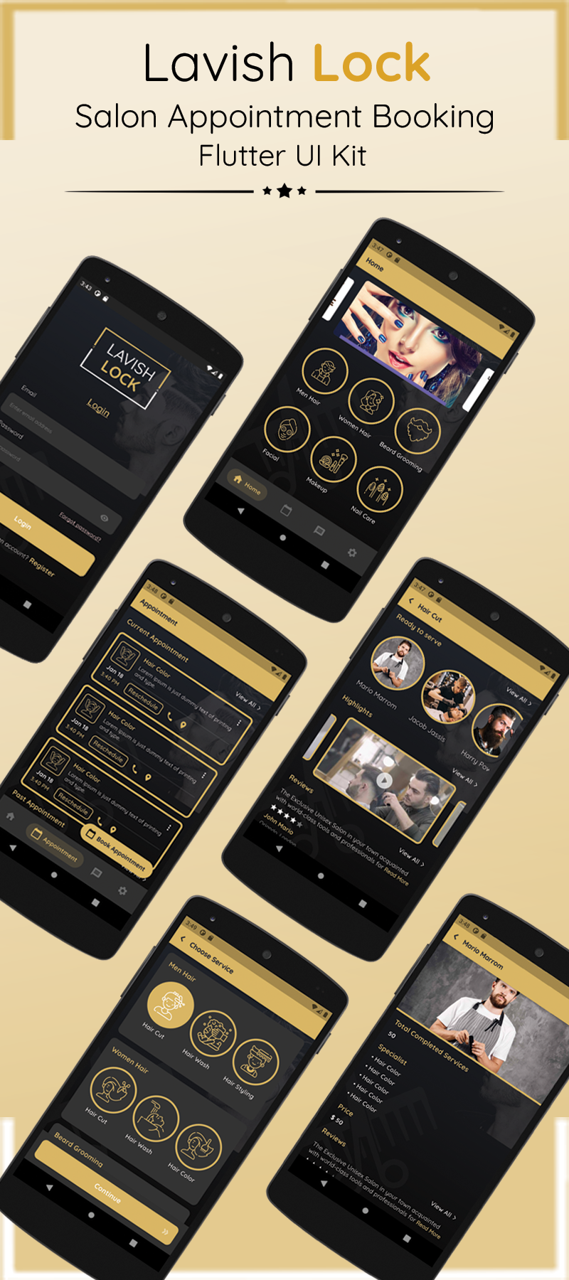 Lavish Lock - Flutter App UI Kit for Salon Appointment booking - 2