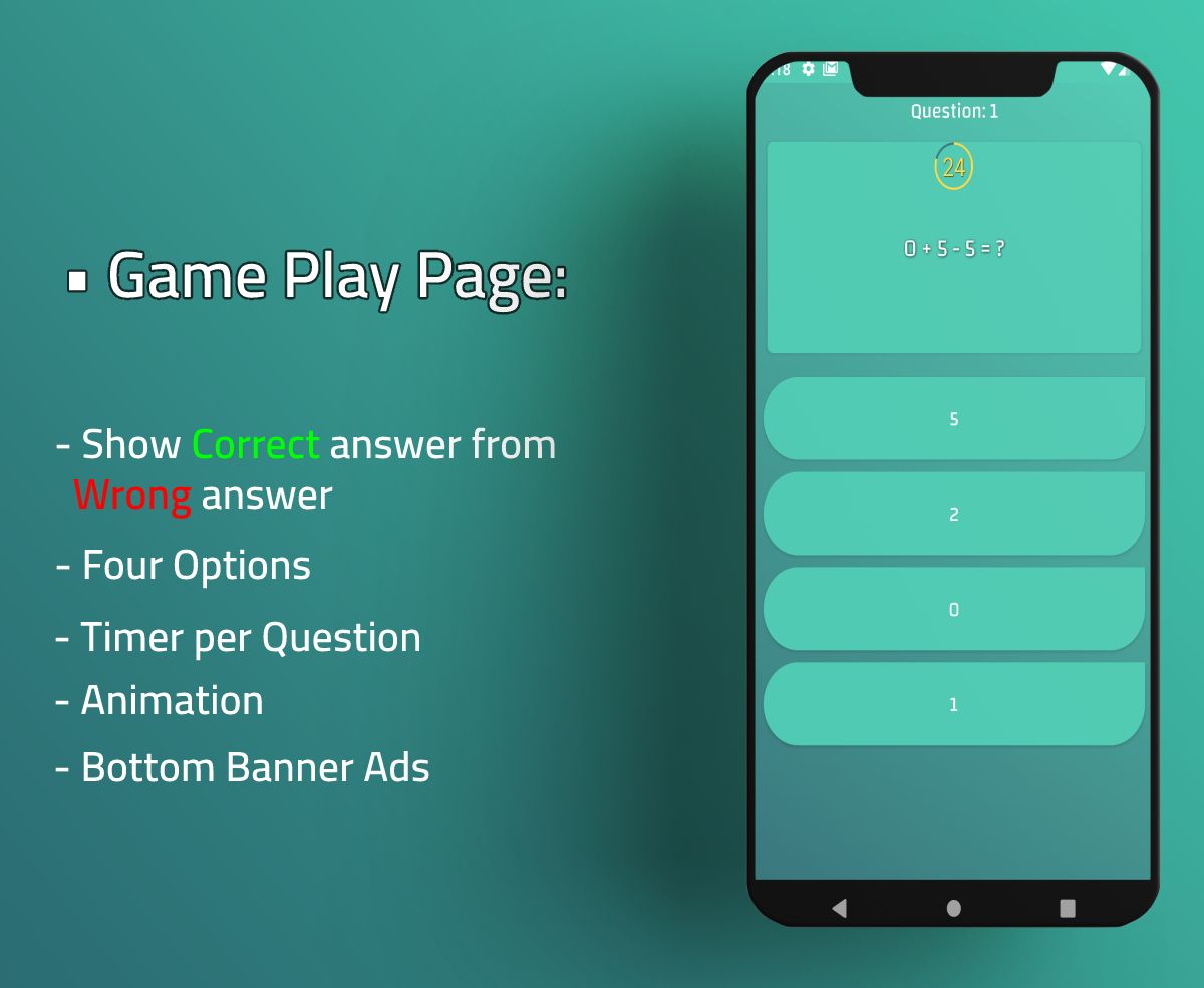 Fast Math Quiz Game Source Code with Admob and Unity - 6