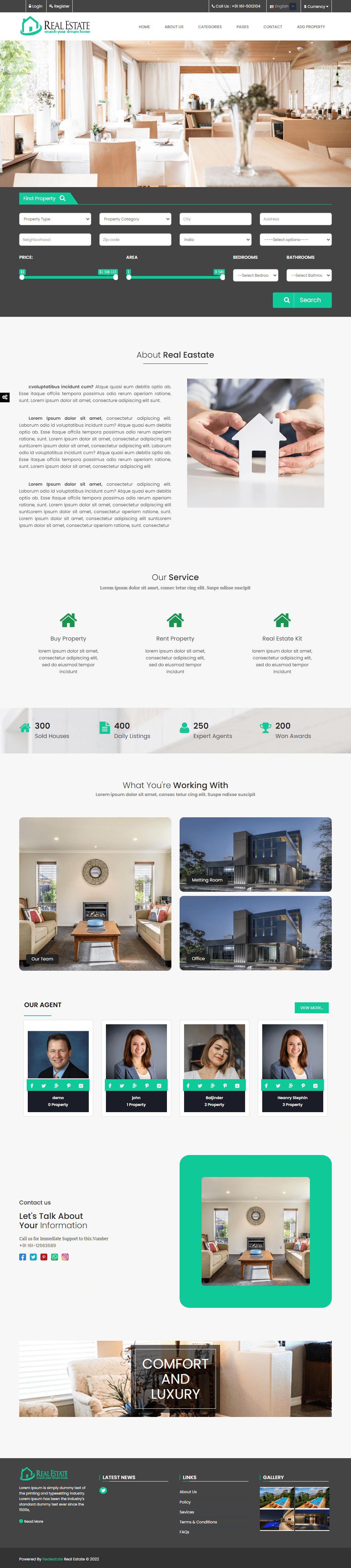 real estate custom script about us page