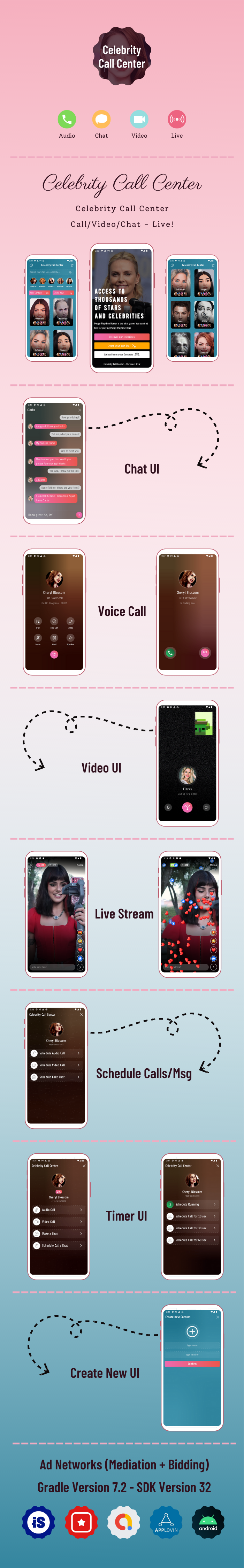 Fake Call / Video / Chat - Stories - Live Streaming! - Android Java v1.0